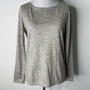 Antipast Women's Cream Grey Long Sleeve Crewneck 100% Wool T-Shirt Size 2 (M/L)